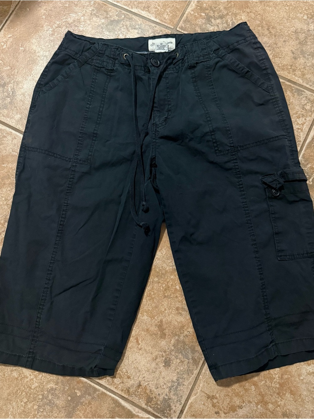 Classic Black Women's Cargo Shorts - Drawstring Waist
